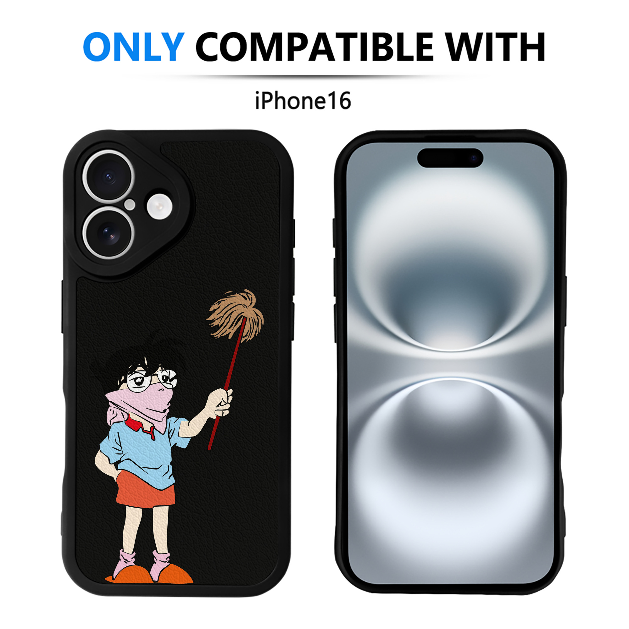 （画像用） 名探偵コナン 江戸川 コナン Detective Conan Conan Edogawa 【iPhone 16シリーズ対応】シリコンスマホケース（レザー調） 材質：シリコン